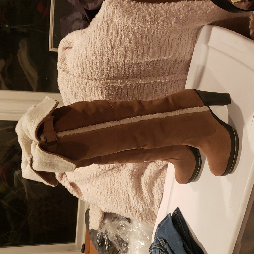 Tall linned suede boots